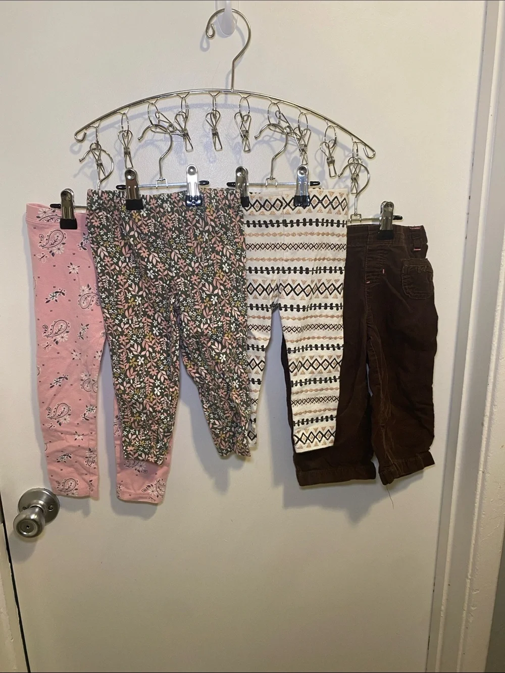 Girls' Pink, Floral, Cream & Brown Leggings Set